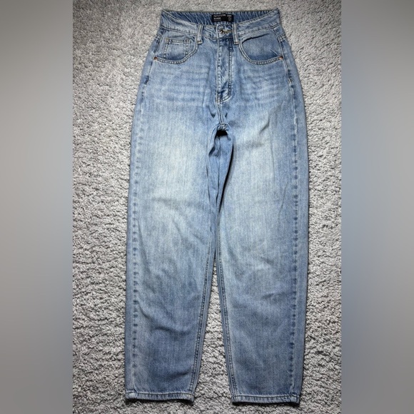 Pretty Little Thing Jeans Womens 0 Boyfriend High Waist Button Fly Baggy Grunge - Picture 1 of 5